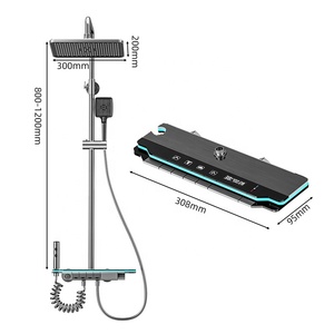 Ensemble <span class=keywords><strong>de</strong></span> <span class=keywords><strong>douche</strong></span> cascade et pluie <span class=keywords><strong>thermostatique</strong></span> à affichage numérique LED gris anthracite, style moderne et luxueux, avec touches piano, pour salle <span class=keywords><strong>de</strong></span> bain <span class=keywords><strong>d</strong></span>'hôtel - Product Image 6