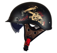 Casque de moto demi-face OEM ODM, coque ABS, 20 couleurs, visière solaire intégrée, tailles M-XXL, fournisseur en gros