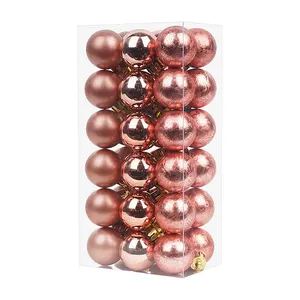 Bolas de plástico de tamaño personalizado para decoración interior de habitación, bolas de decoración de Navidad para niños, 30mm, oro rosa, nueva colección, gran oferta