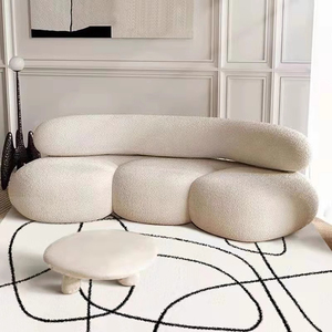 Set <span class=keywords><strong>Sofa</strong></span> busur kreatif kecil, krim putih nasi, wol domba angin untuk ruang tamu, toko pakaian Hotel, diisi dengan spons - Product Image 1