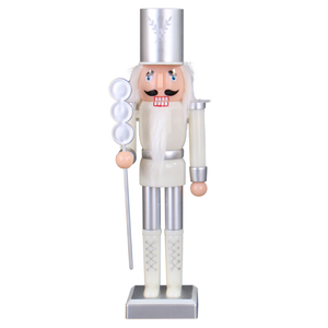 Zaves 24CM Noël <span class=keywords><strong>Casse</strong></span>-<span class=keywords><strong>Noisette</strong></span> Soldat Classique <span class=keywords><strong>Argent</strong></span> <span class=keywords><strong>Blanc</strong></span> Nouvel An Fête Fournitures Matière Plastique Décoration Usine - Product Image 4