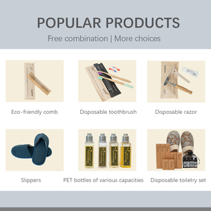 Kit d'articles de toilette jetables neutres et minimalistes pour hôtels, ensemble complet de pantoufles douces bleu marine et de produits de toilette pour salle de bain des invités - Product Image 6