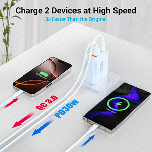 60W American Travel US <strong>Plug</strong> 5-Port <strong>USB</strong> <strong>C</strong> Wall <strong>Charger</strong> <strong>Charger</strong> Fast Charging PD Power Adapter QC3.0 Wall <strong>Chargers</strong> for iPhone 17 - Product Image 6
