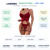 Ensemble de lingerie féminine ODM Europe-Amérique, en maille et dentelle, transparent, avec charme et séduction, style uniforme de flirt, et string de tentation