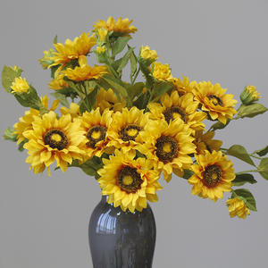 Injoy IJ049 - Flores de Girasol Artificiales Modernas Hechas a Mano al por Mayor, 5 Cabezas, Realistas, Ecológicas, para Decoración del Hogar y Bodas - Product Image 2