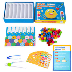 Jeu <span class=keywords><strong>de</strong></span> tri <span class=keywords><strong>de</strong></span> pompons, jouet <span class=keywords><strong>de</strong></span> motricité fine pour la reconnaissance des couleurs avec pinces et tubes à essai pour l'apprentissage précoce en classe préscolaire - Product Image 6