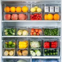 Aufbewahrung behälter für Lebensmittel Kühlschrank-Stapelbarer Kühlschrank Organizer Aufbewahrung schubladen mit Deckel für Gemüse, Obst und Gemüse