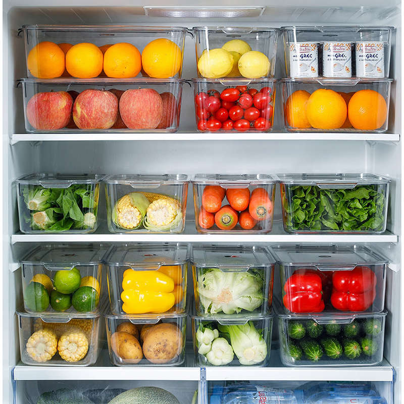 Boîtes hermétiques de rangement pour aliments au réfrigérateur, conteneurs hermétiques de stockage pour réfrigérateur avec couvercles pour les Fruits et les légumes