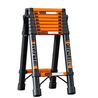 Échelle télescopique en acier au carbone épaissi, capacité de charge de 150 kg, hauteur extensible de 2 m, utilisation extérieure, domestique et industrielle, multifonctionnelle