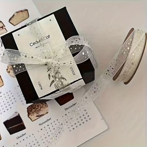 Christmas 2.5cm Water Silk <b>Gold</b> Foil Snow Silk Webbing Cake Packaging Flower Wrapping Decoration <b>Ribbon</b> - Product Image 3