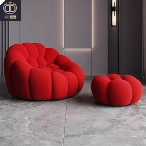 Poltrona Singola Rotonda Roche Bobois Bubble Comfort, Lussuosa Poltrona d'Accentò <span class=keywords><strong>Rossa</strong></span>, Arredamento Moderno per Soggiorno - Product Image 2