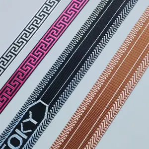 Faixa de nylon listrada colorida personalizada, jacquard correia de bolsa