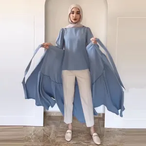 OEM/ODM New Style Frauen Modest Abaya Kleid Einfarbig Muslim Fashion Long Wholesale Abend Abaya Set Kleider