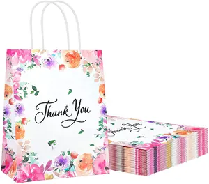 럭셔리 사용자 정의 다채로운 로고 서 감사합니다 크래프트 종이 가방 쇼핑 선물 포장 종이 파우치
