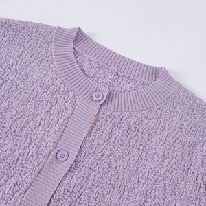 Low Moq Custom Women Knit Sweater <strong>Purple</strong> Fuzzy Long Sleeve Crew Neck Ladies Sweater Waist-slimming Button Women Knit <strong>Cardigan</strong> - Product Image 6