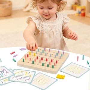 Juguete Educativo de Ingenio para Niños, Tarjetas de Patrones, Bandas Elásticas para Crear Figuras y Formas, Geoboard de Madera - Product Image 2