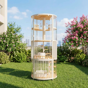 Villa pour chat en bois massif de luxe, robuste, toutes saisons, avec vue panoramique, grand nid d'intérieur, vente en gros directe usine Chine - Product Image 4