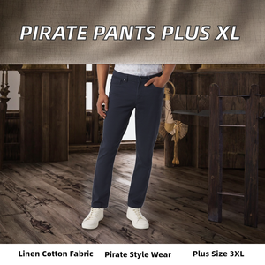 Pirate Pants for Men Cosplay Renaissance Medieval Gothic Straight Zipper Fly Costume Trouser Plus Size 3XL - Product Image 2