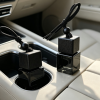 Bouteille diffuseur de parfum pour voiture en verre suspendu avec bouchon en bois noir de 8 ml, vente en gros, pour huiles essentielles et désodorisants