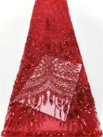Tissu de dentelle perlée de luxe, tissu de dentelle perlée blanche avec des cristaux et des paillettes, dentelle de mariage exclusive perlée