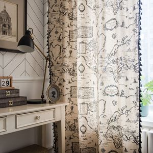 Thời Trang Hiện Đại Bán Tuyệt Đối Rèm Cửa Sổ Bản Đồ In Tua Trang Trí Nội Thất Cho Nhà Phòng Khách Phòng Ngủ Dệt Grommet Vải Rèm Cửa - Product Image 2