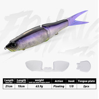 WildTrek Leurre Articulé Flottant 21cm 64g, Leurre Dur Articulé en 2 Segments, Action S-Wave, Leurre de Pêche en ABS pour Black-bass, Brochet, Brochet-lune