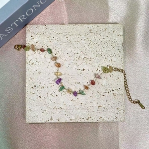 Catena di Perle con Cristalli Naturali di Tormalina, Granato e Fragola, Pietra Frantumata, Placcata in Oro 14K, per Gioielli Fai-da-Te - Product Image 5