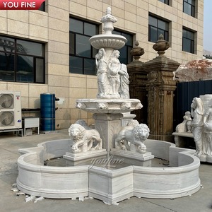 מזרקת שיש עתיקה גדולה מדורגת של YOUFINE עם אריות לפארק אחוזה, חללים חיצוניים יוקרתיים - Product Image 4
