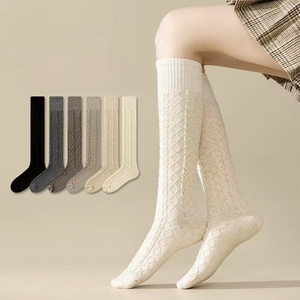 겨울용 두꺼운 보온 소프트 폴리에스터 롱삭스 (여성용, 삼베 무늬) - Product Image 3