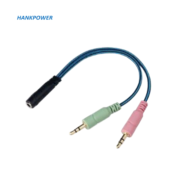 3.5mm 20cm Stereo AUX Jack 1 Female to Dual Male Y Mic Splitter Earphone Microphone Audio Braided Cable Adapter