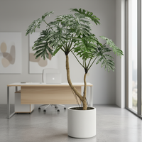 Plante Artificielle Calathea Bonsaï, Résistante aux UV, Arbre Artificiel Vert, Design Tropical, Fabriquée en Tissu et Plastique, Style Monstera