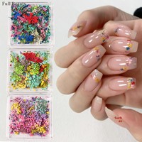 Fleurs séchées naturelles multicolores pour la décoration des ongles, DIY, manucure, mini boîte carrée, fleurs réelles, accessoires pour ongles