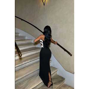 Black Long Bow-Detail <b>Prom</b> <b>Dress</b> - Product Image 2