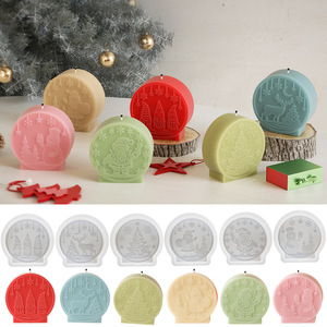 <span class=keywords><strong>Moule</strong></span> en Silicone de noël pour bricolage rond miroir Relief ornements père noël renne bonhomme de neige bougie <span class=keywords><strong>plâtre</strong></span> <span class=keywords><strong>Figurine</strong></span> faisant - Product Image 2
