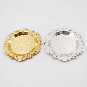 Bandeja <span class=keywords><strong>de</strong></span> metal decorativa para servir pasteles, plato <span class=keywords><strong>de</strong></span> fruta, suministros para fiestas, restaurante en casa, chapado en oro y plata europeo - Product Image 4