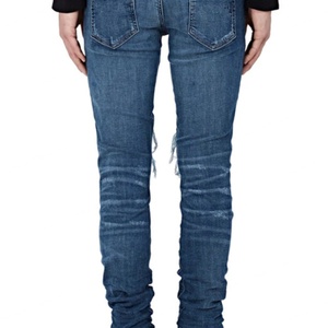 Nouveau style tendance : Jean skinny pour homme, denim déchiré avec empiècements en cuir, des 10 meilleures marques de jeans, prix de gros - Product Image 5