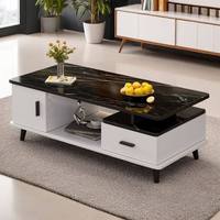 Nouvelle table basse moderne de style chinois en verre trempé avec plateau en panneau composite et espace de rangement pour salon et usage domestique