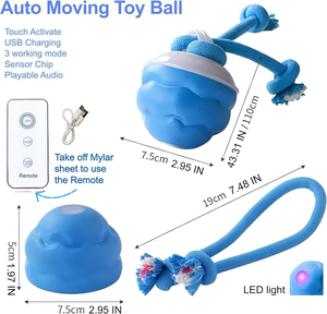 Nuova Palla Interattiva Intelligente per Cani 2025 - Rotolamento Automatico con Coda che si Muove, Attivazione al Tocco e <span class=keywords><strong>Suono</strong></span> di Latrato per l'Addestramento - Product Image 6