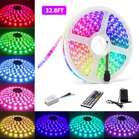 Vente en gros, kit complet de bande lumineuse LED RGB télécommandée IR SMD 2835, 5M, 10M, IP65, étanche, bande lumineuse LED RGB intelligente