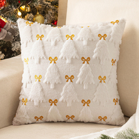 Housse de coussin personnalisée en velours doux brodée Père Noël et Bonhomme de neige pour Noël, vente en gros, pour les fêtes