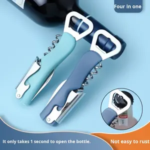 Ouvre-bouteille manuel en acier inoxydable quatre-en-un pour la maison avec ouvre-bouteille multifonction pour bière et vin rouge et petit couteau - Product Image 2