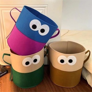 Cute Felt Laundry <b>Basket</b> Big Eyes Cartoon Storage Bin Kawaii Clothes Hamper <b>Foldable</b> Toy Organizer <b>Basket</b> for Kids Room - Product Image 1