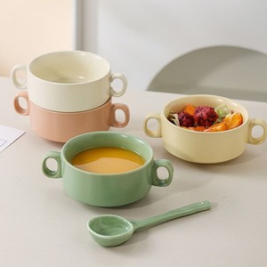 Tazón de Cerámica con Asas, Color Macaron, Apto para Microondas, para Sopa, Comida para Bebés, Uso Doméstico - Product Image 3
