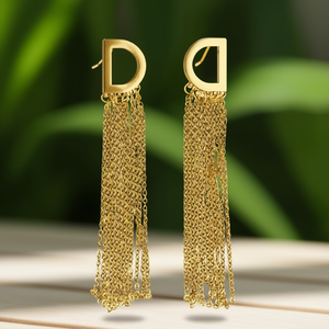 ต่างหูแฟชั่นทรงโคมระย้า ชุบทอง PVD สแตนเลสสตีล 316L ทนทาน ดีไซน์พู่ยาว - Product Image 3