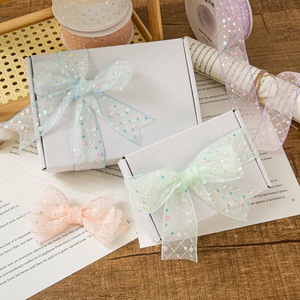 Pita Organza Jala Payet 4cm 10 Yard Motif Bunga untuk Ikat Rambut, Pembungkus Kado, Kerajinan DIY, Aksesoris - Product Image 5