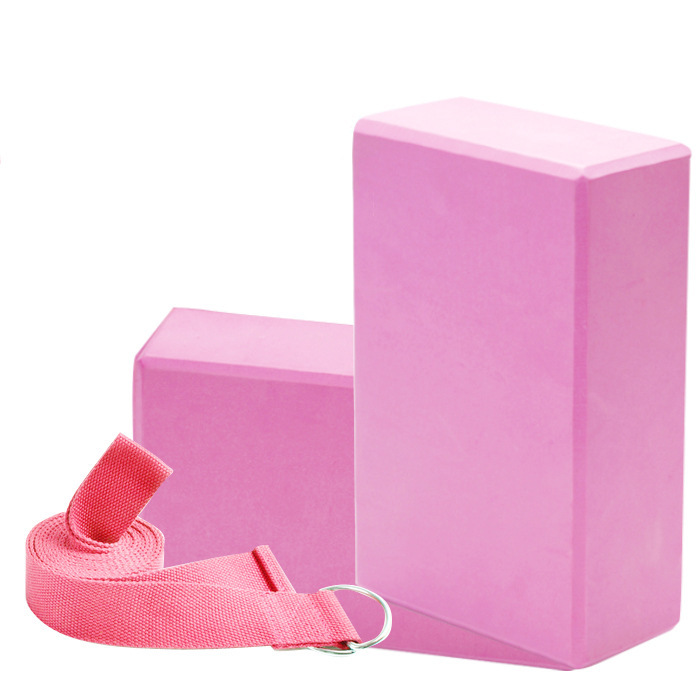 EVA Yoga Brick Three-Piece Set Includes 2 Yoga Bricks & 1 Stretch Belt with Stretch Bar