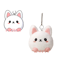 Porte-clés en peluche lapin rond et moelleux OEM ODM, pendentif de sac en peluche douce, porte-clés jouet en peluche personnalisé pour enfants, souvenir