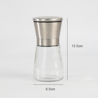 Moulin à épices manuel en verre avec noyau en céramique réglable, moulin à sel et poivre en acier inoxydable, outil de cuisine