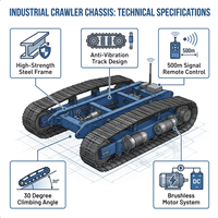 Châssis de base robotique industriel à chenilles, plateforme RC à chenilles pour le développement de robots de lutte contre les incendies et de sauvetage