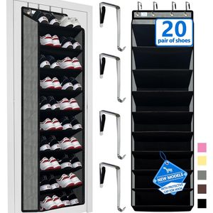 Over The Door <b>Shoe</b> Organizer 10 Tiers 20 Pair Capacity With <b>Hooks</b> For Closet Storage Black - Product Image 1